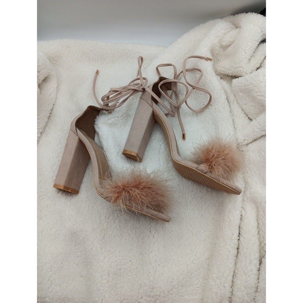 EGO Womens Beige Feather Excitee Round Toe Stiletto Heeled Sandal UK 6 M (Size8) - Picture 5 of 9